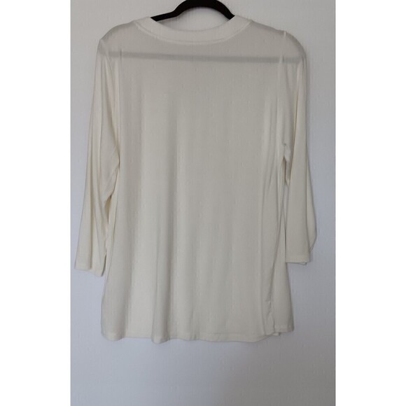 Soft Surroundings Women's Size L White/Ivory 3/4"  Sleeve V-Neck Long Tunic Tee - Picture 2 of 5